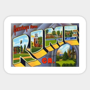 Greetings from Rome Georgia, Vintage Large Letter Postcard Sticker